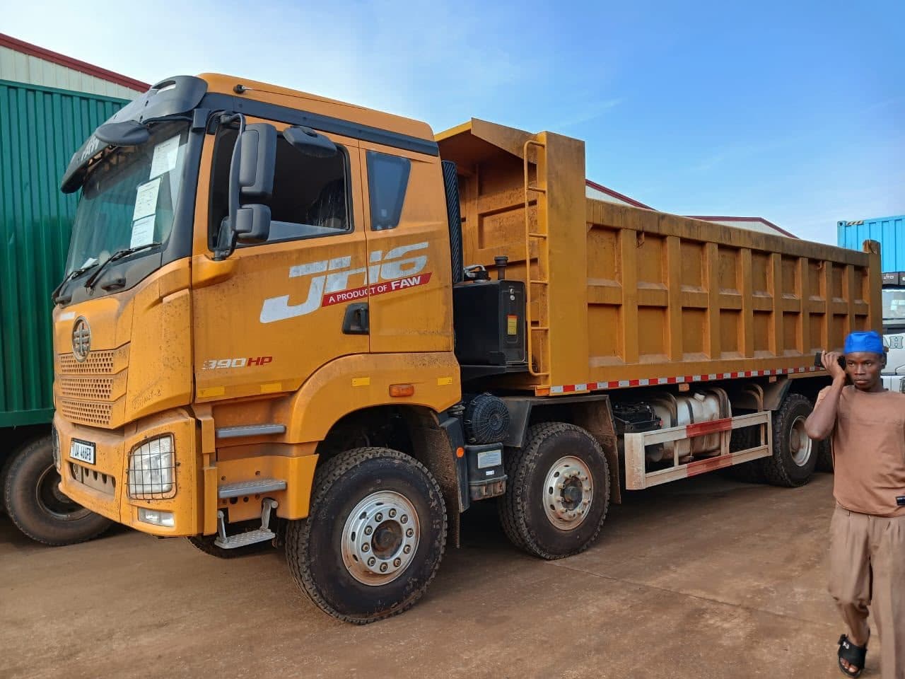 A loaded tipper truck standing ready to haul aggregate from a site.